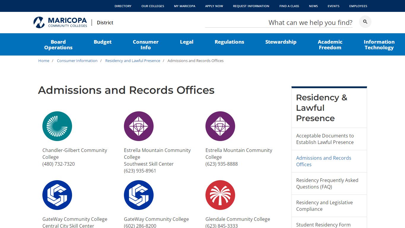 Admissions and Records Offices | Maricopa Community Colleges